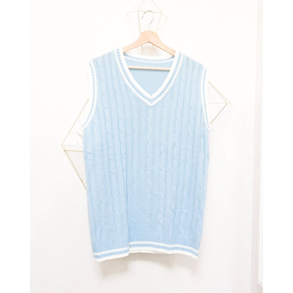 Baby Blue Cable Knit Vest by MANFINITY